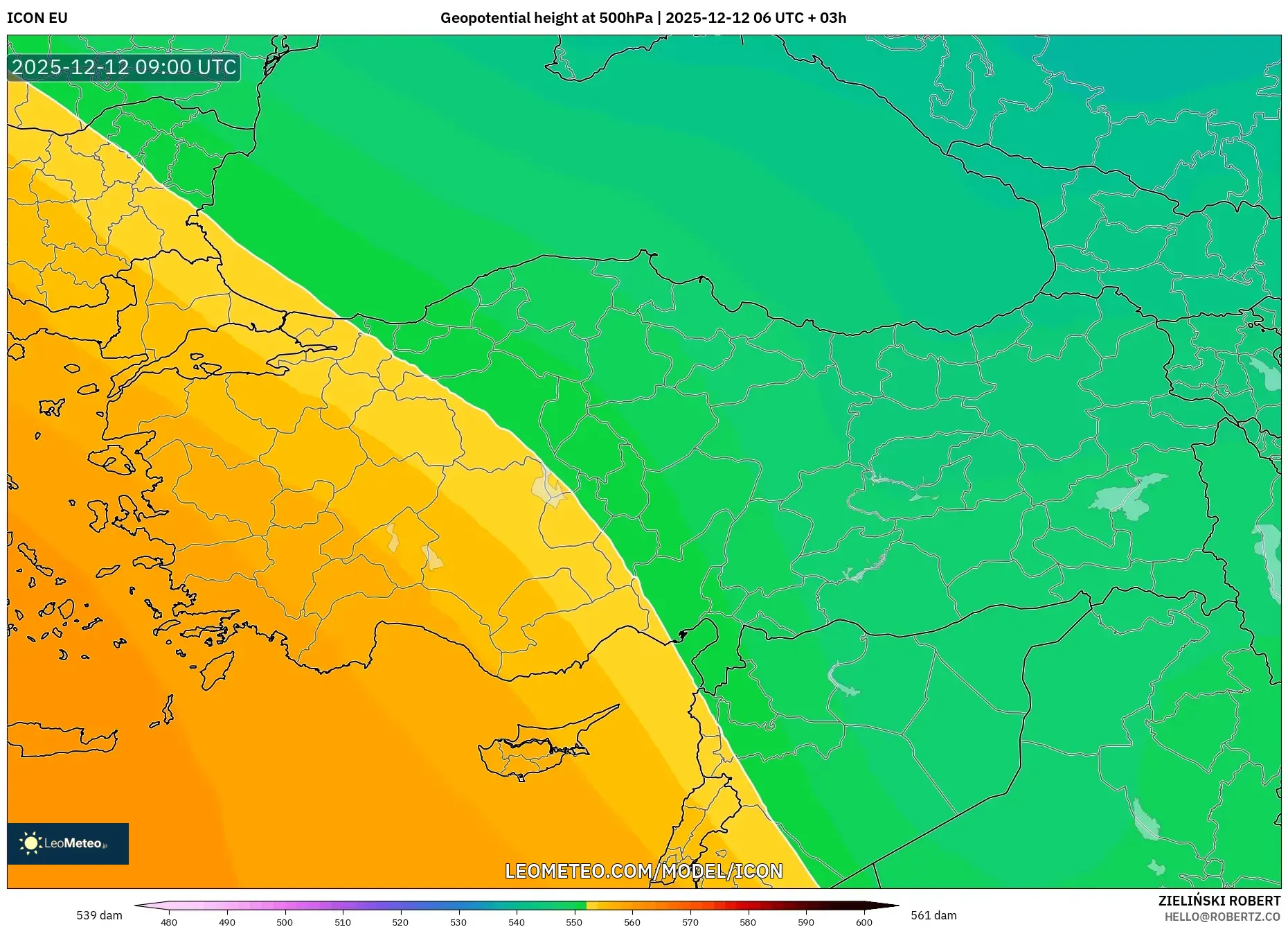 ICON model - Turki, Ketinggian geopotensial pada 500 hPa
