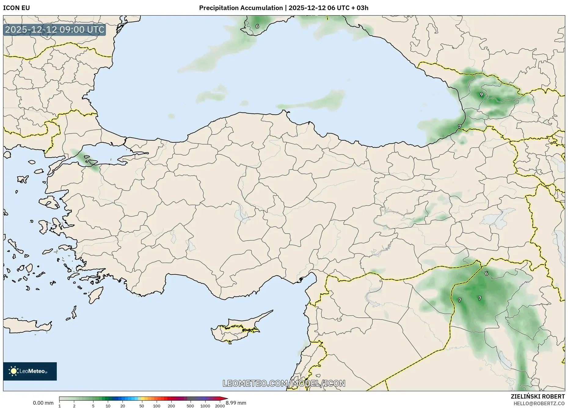 ICON model - Turki, Pengumpulan Hujan