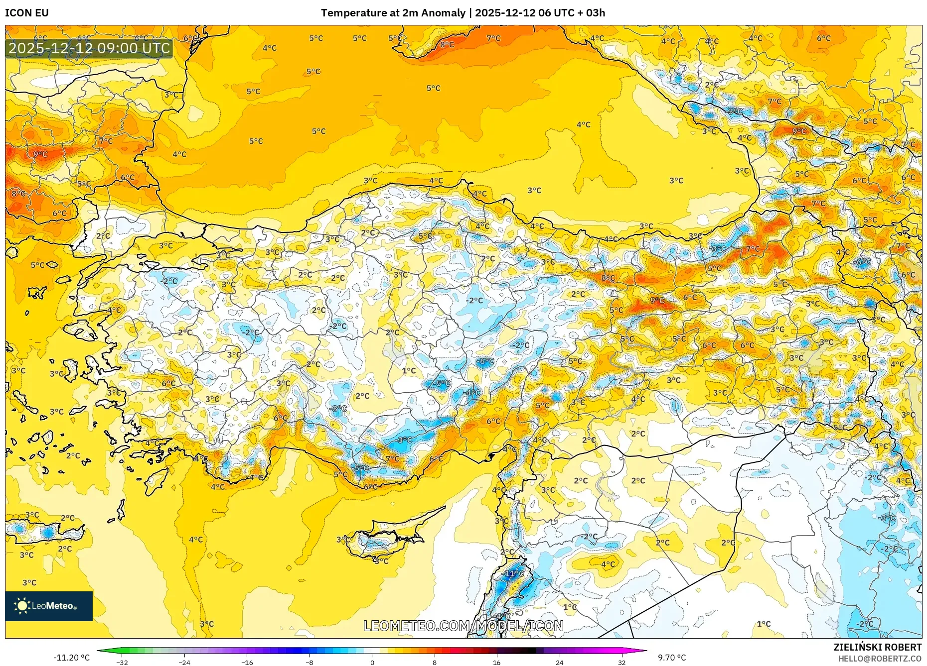 ICON model - Turki, Anomali Suhu 2 m