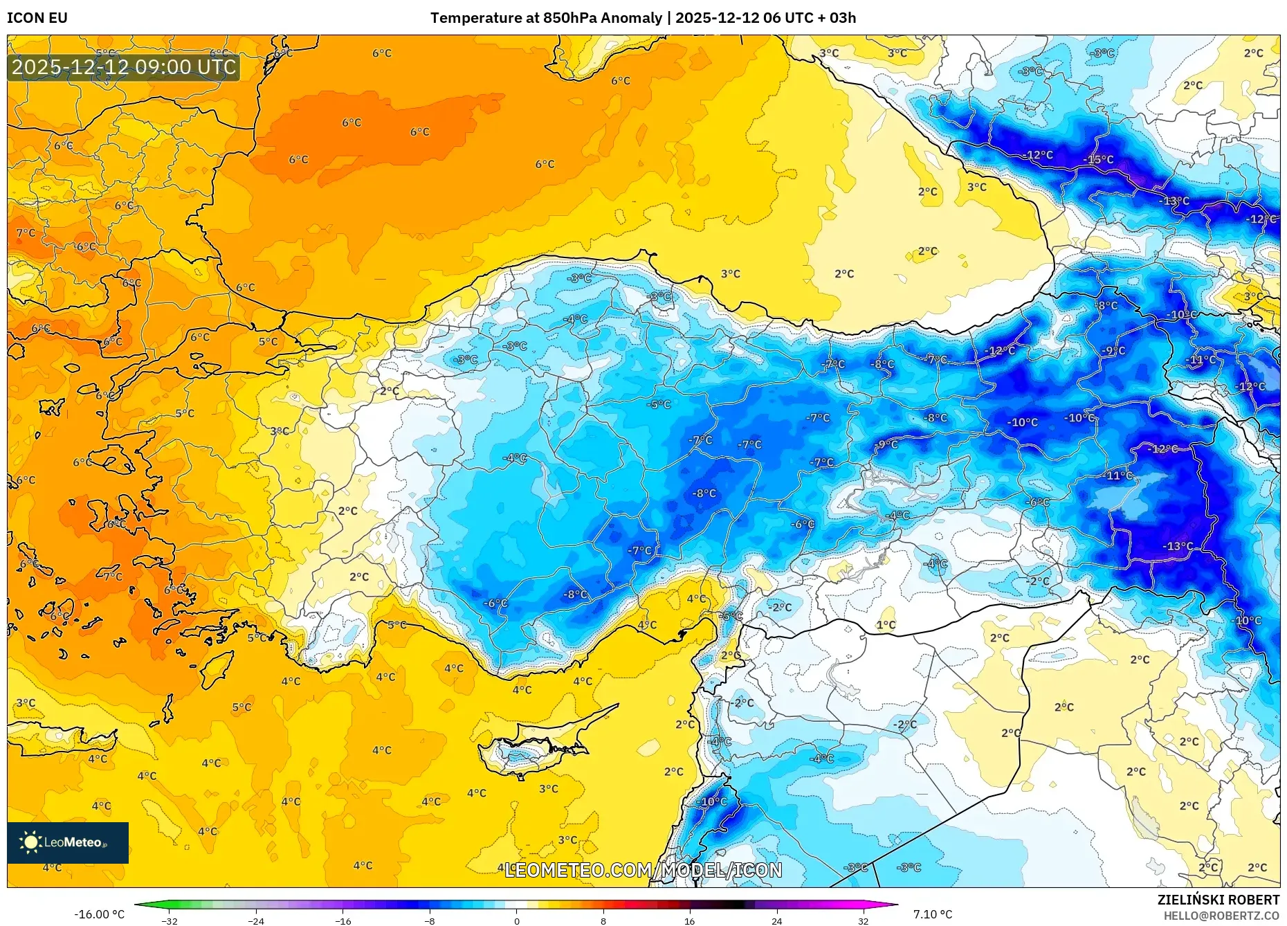 ICON model - Turki, Anomali Suhu 850 hPa