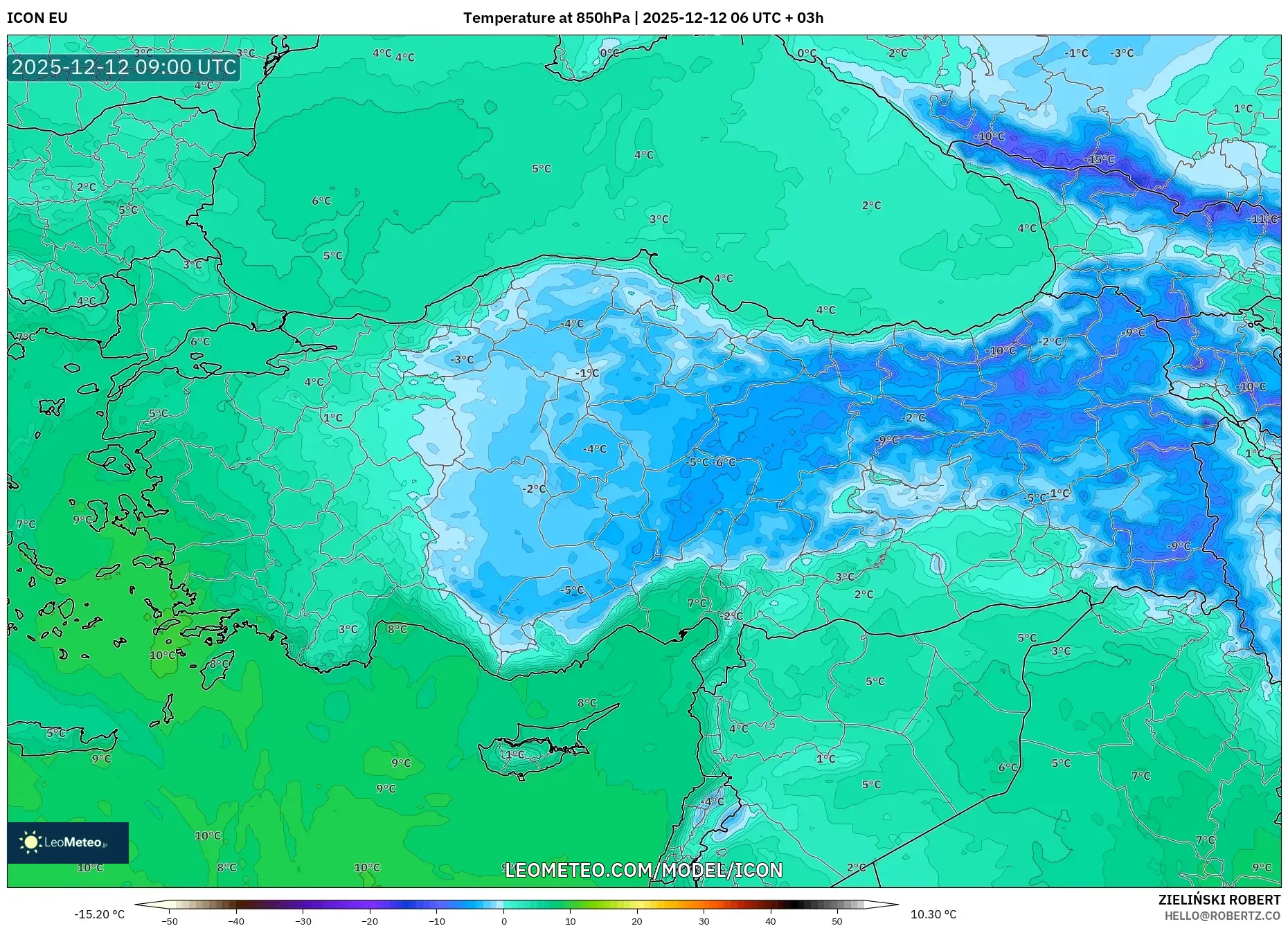 ICON model - Turki, Suhu 850 hPa