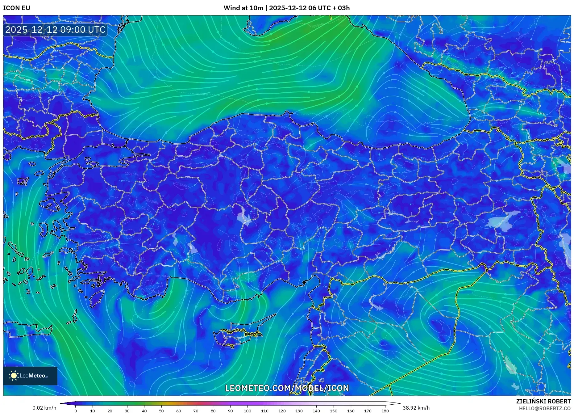 ICON model - Turki, Angin 10 m