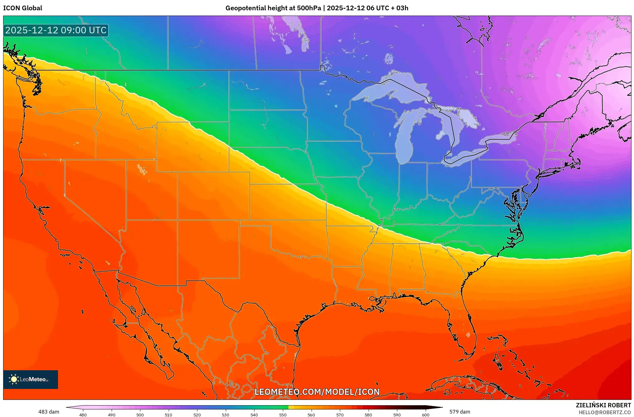 ICON model - Amerika Syarikat, Ketinggian geopotensial pada 500 hPa