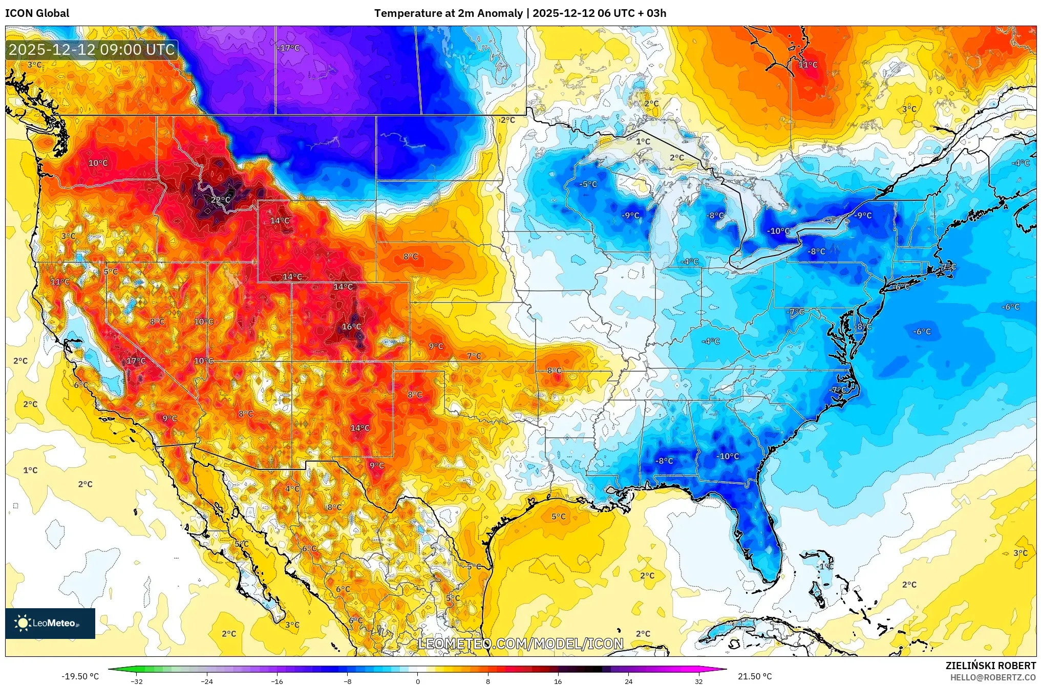 ICON model - Amerika Syarikat, Anomali Suhu 2 m