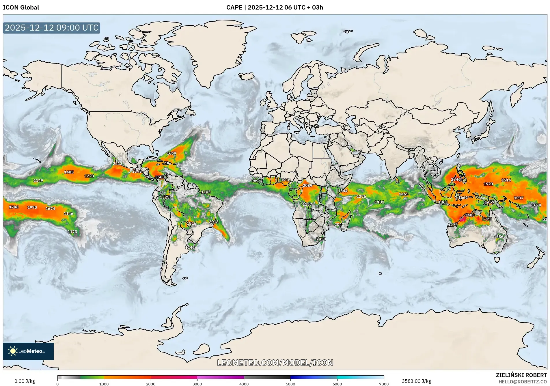 ICON model - Dunia, CAPE