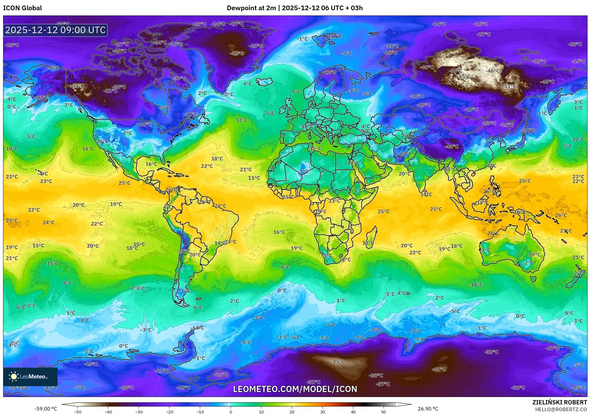 ICON model - Dunia, Takat Embun 2 m