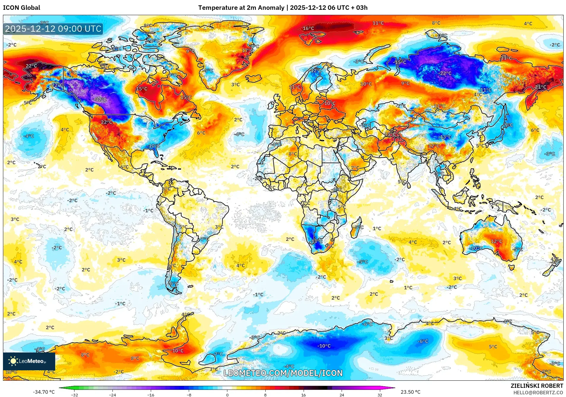 ICON model - Dunia, Anomali Suhu 2 m