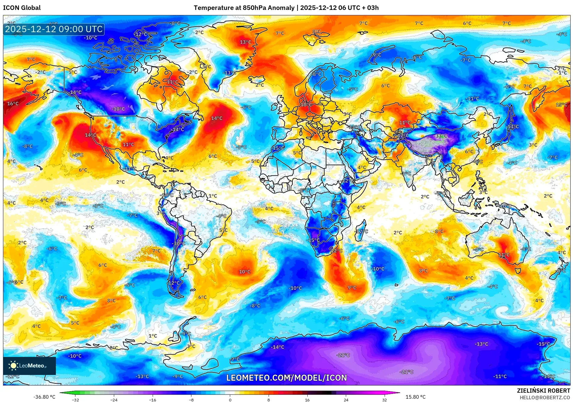 ICON model - Dunia, Anomali Suhu 850 hPa