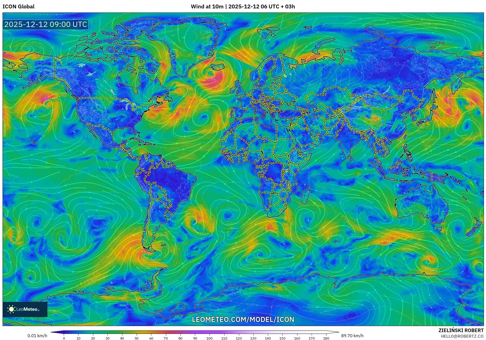 ICON model - Dunia, Angin 10 m