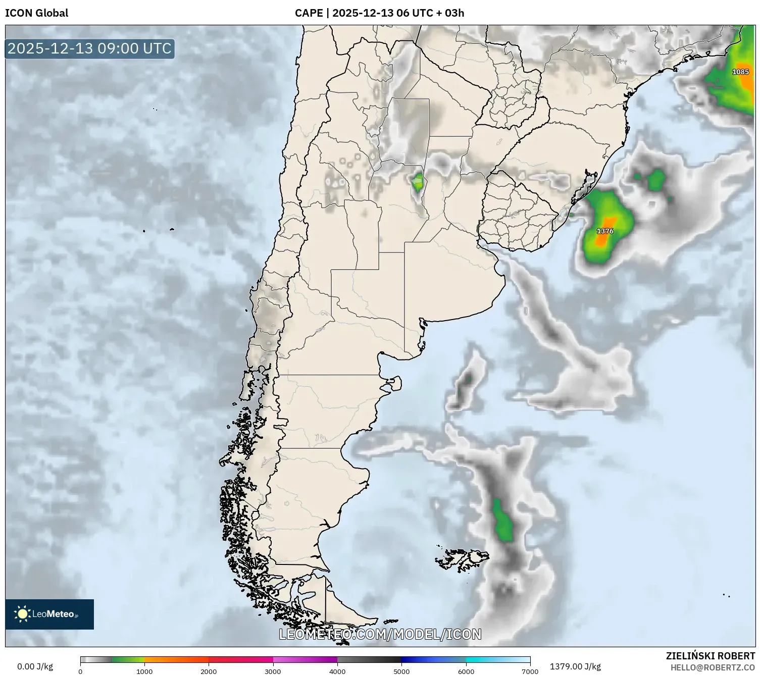 ICON model - Argentina, CAPE