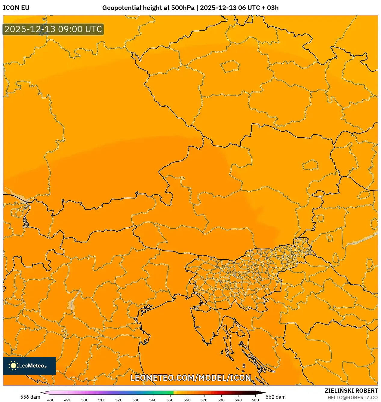 ICON model - Austria, Ketinggian geopotensial pada 500 hPa