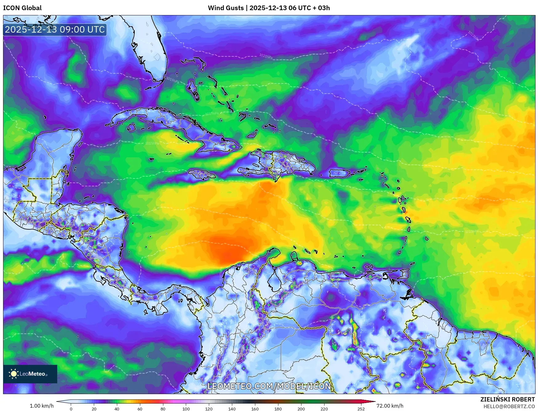 ICON model - Karibia, Hembusan Angin