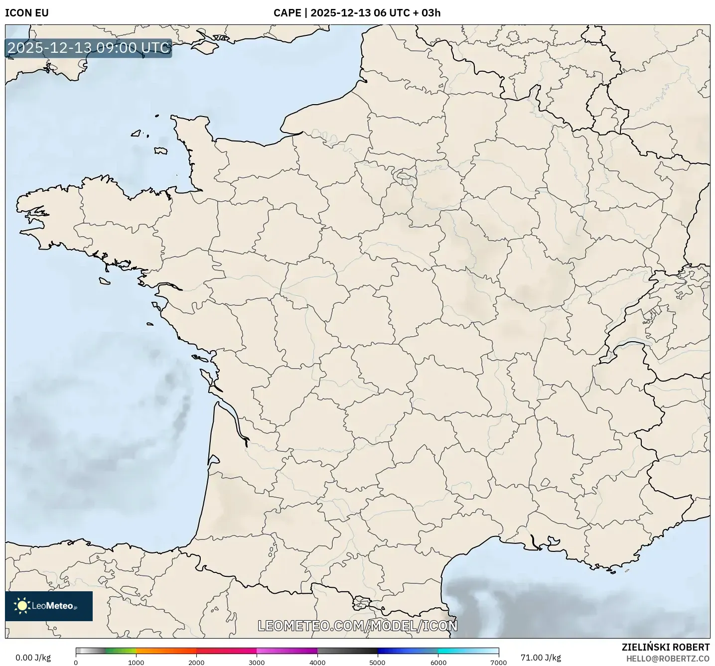 ICON model - Prancis, CAPE