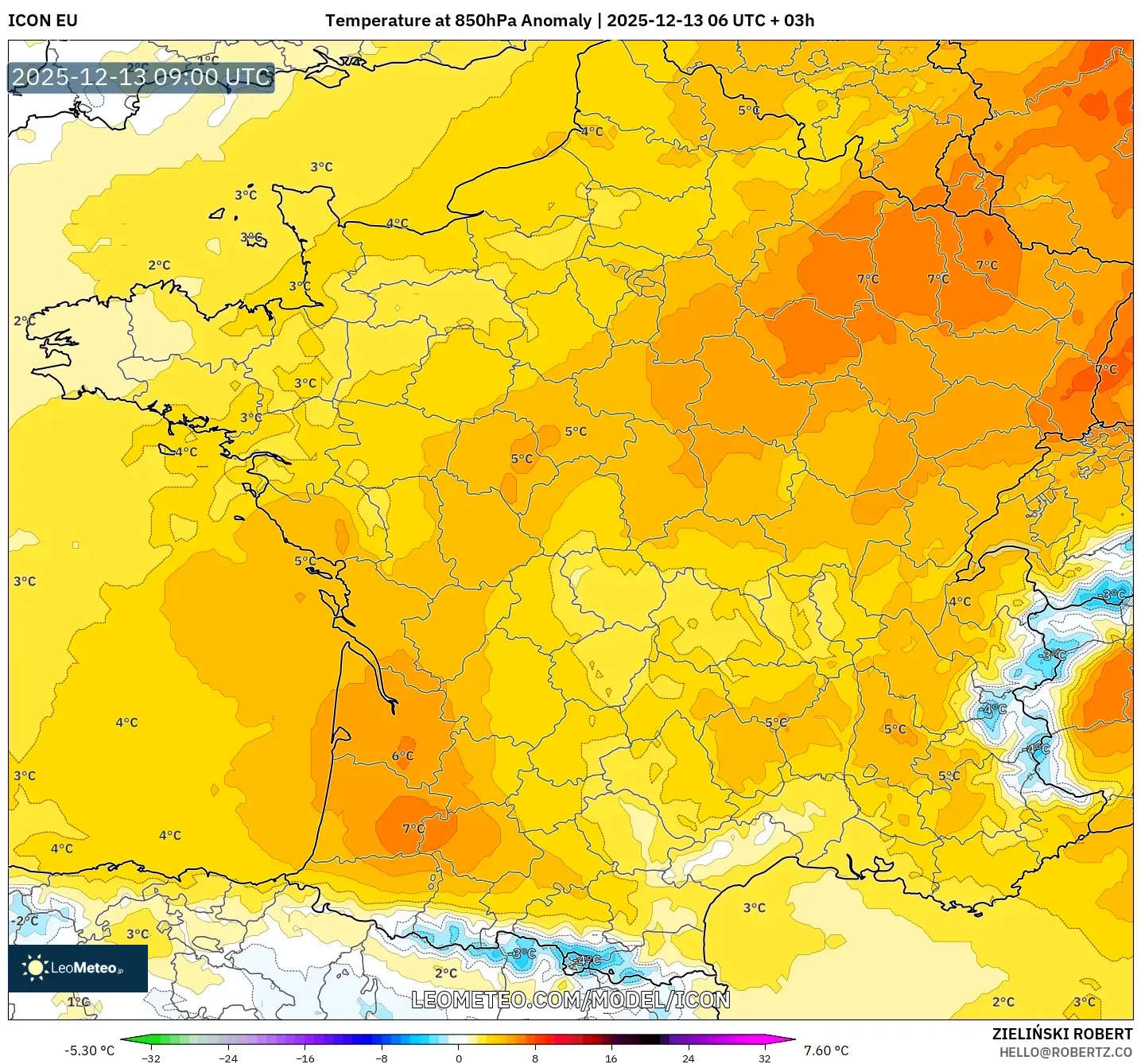 ICON model - Prancis, Anomali Suhu 850 hPa