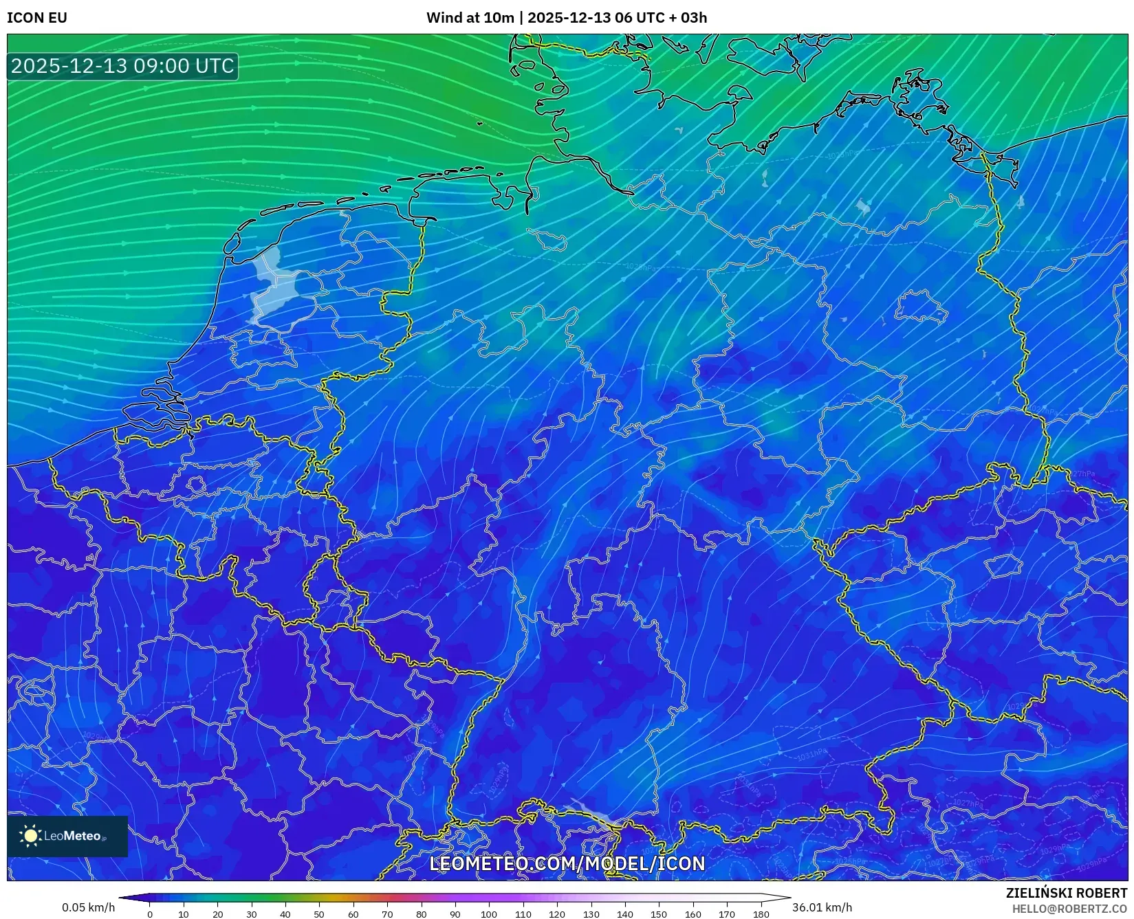ICON model - Jerman, Angin 10 m