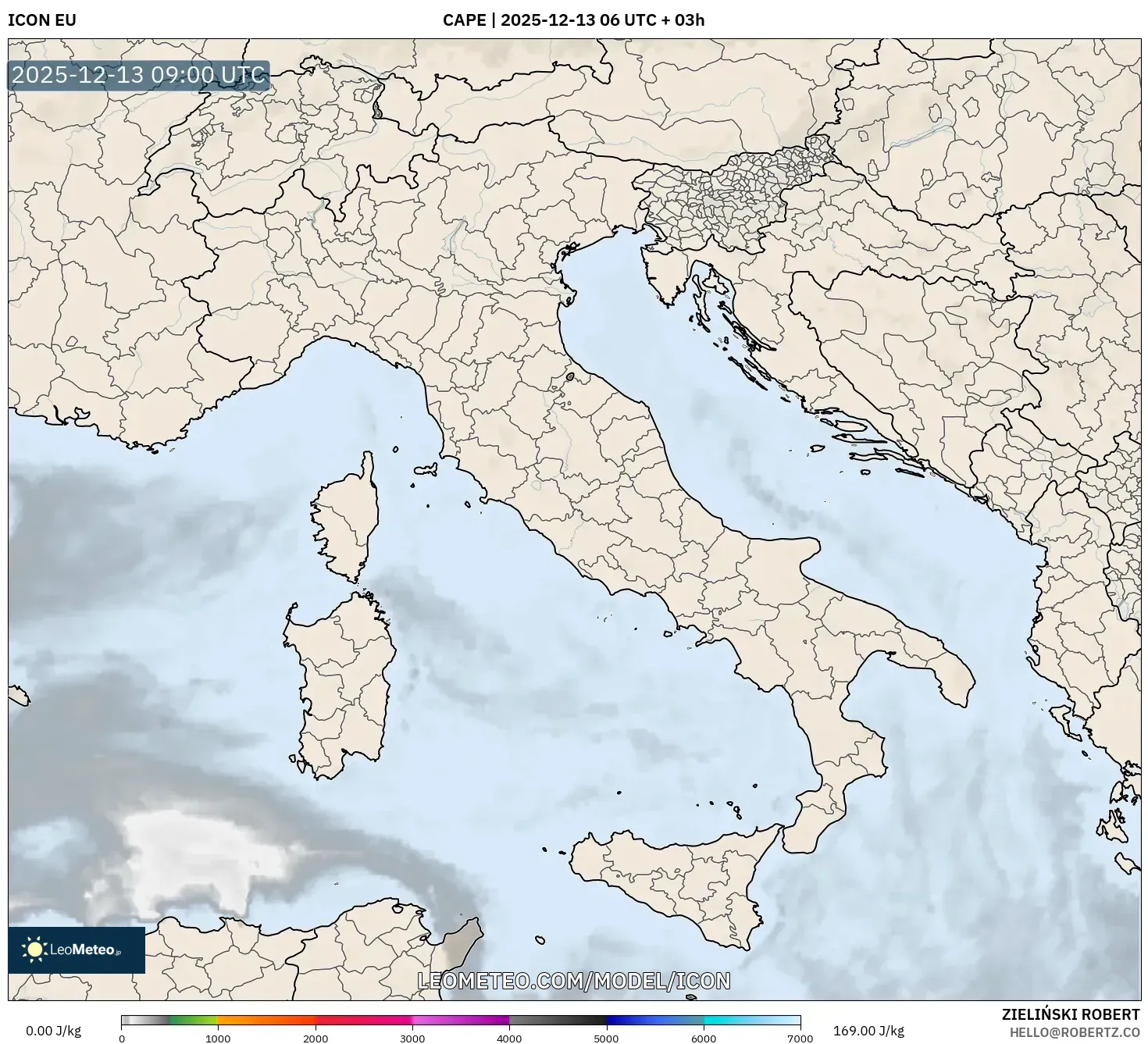 ICON model - Italia, CAPE