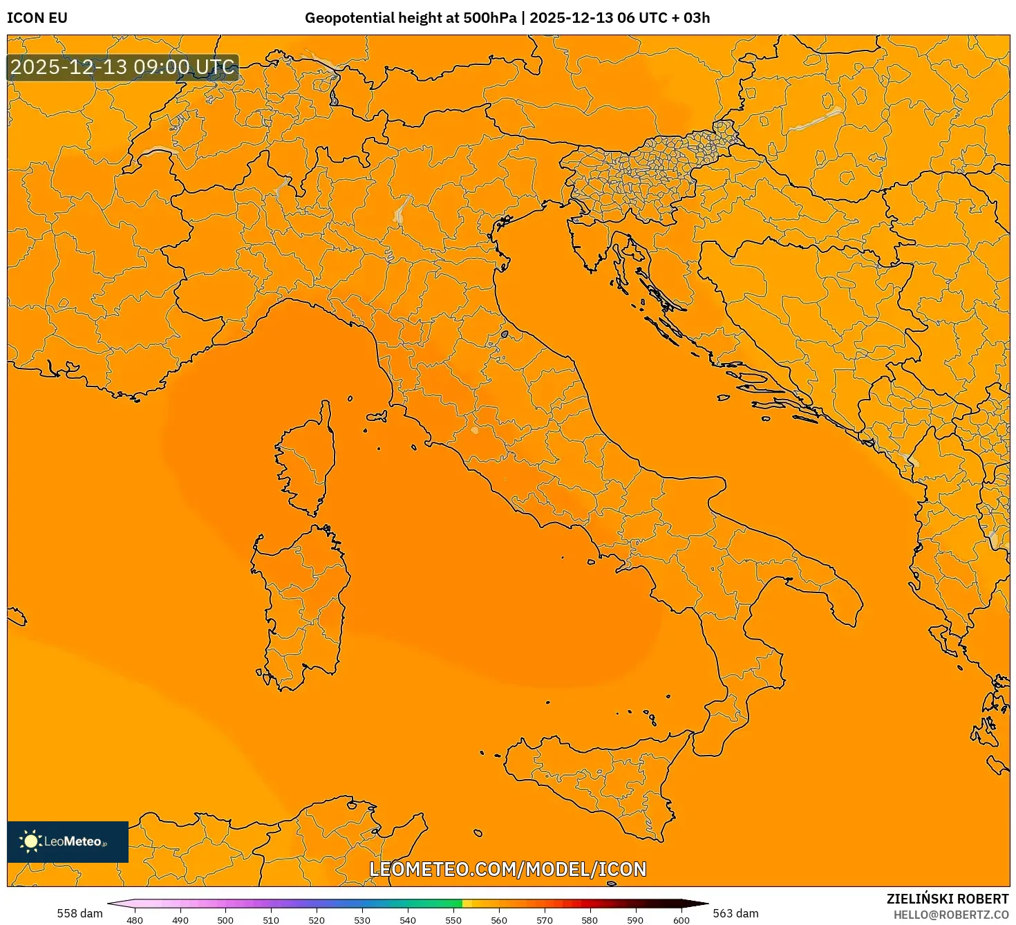 ICON model - Italia, Ketinggian geopotensial pada 500 hPa