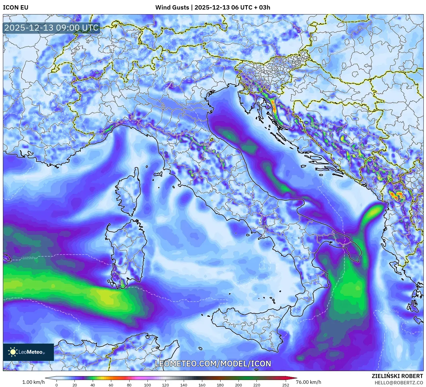 ICON model - Italia, Hembusan Angin