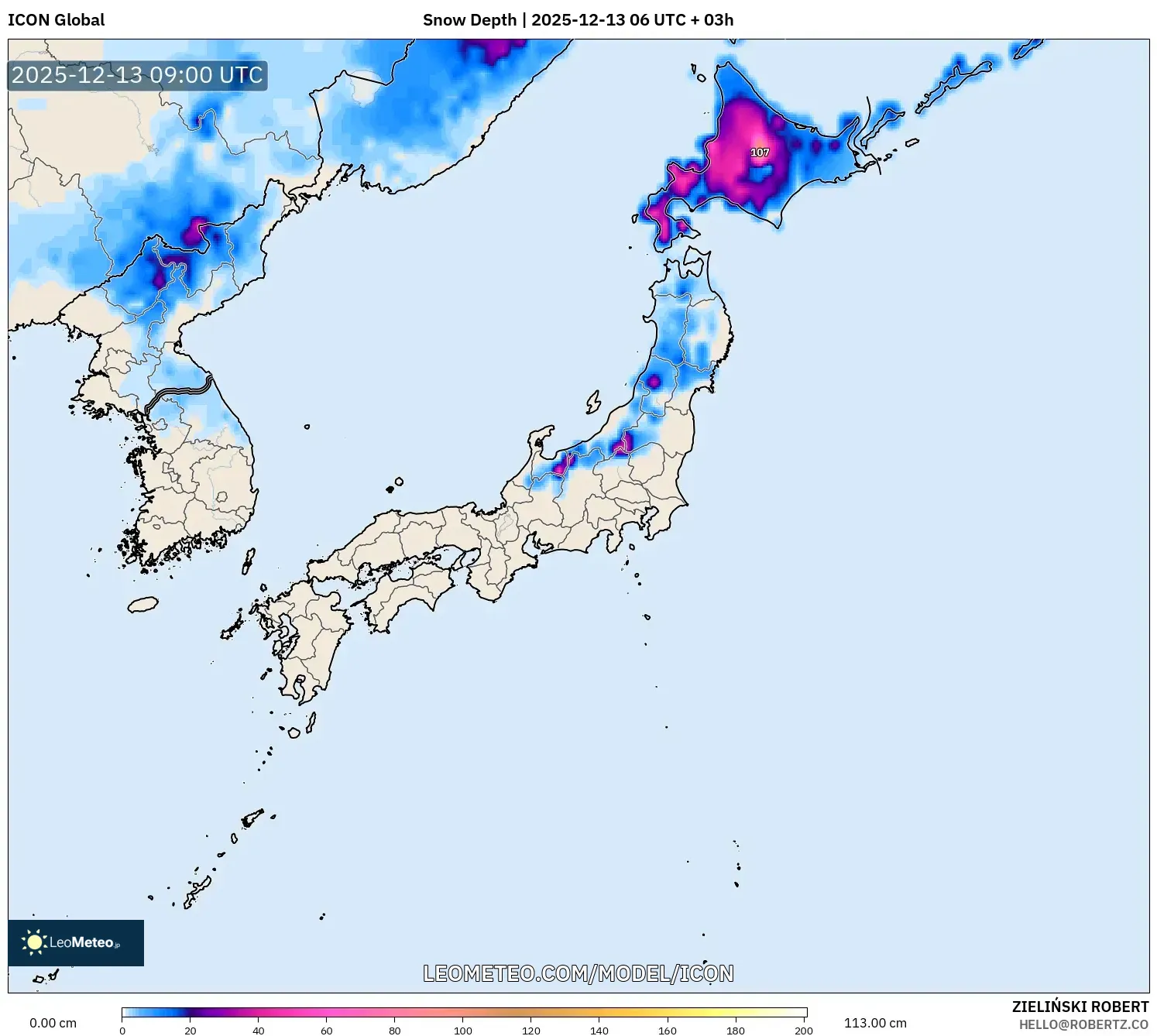 ICON model - Jepang, Kedalaman Salju