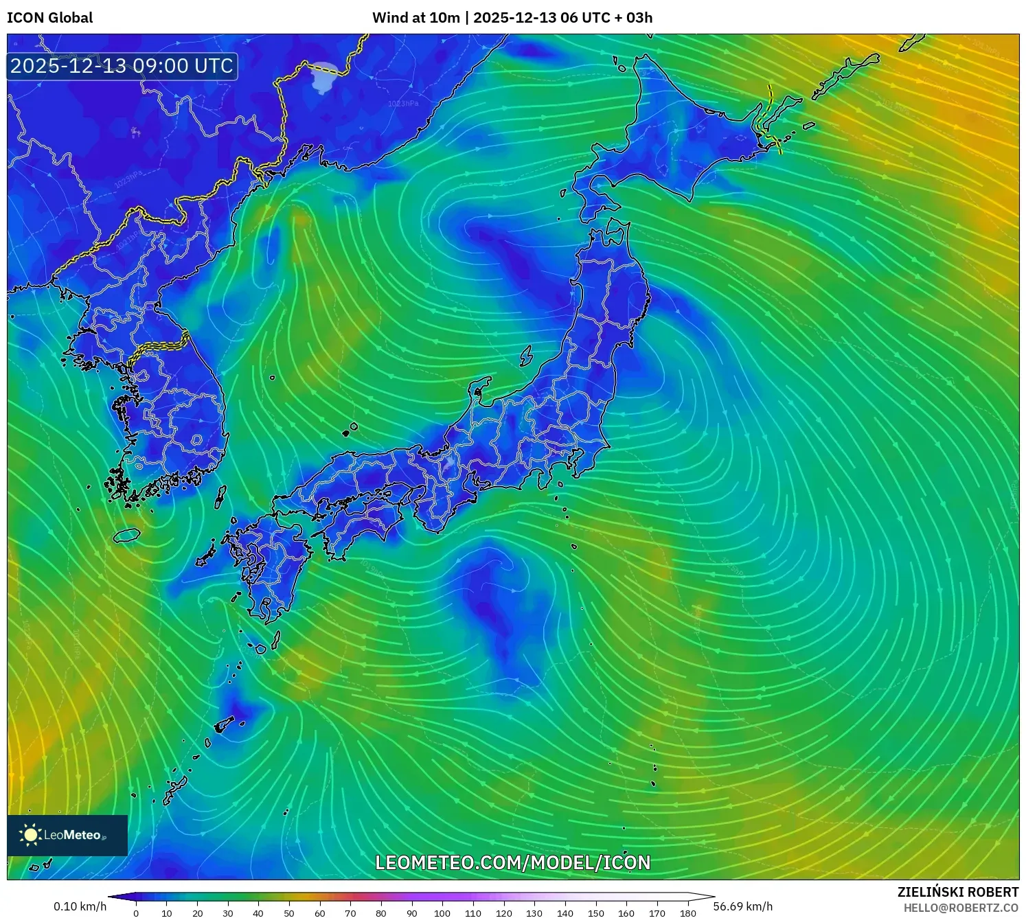 ICON model - Jepang, Angin 10 m