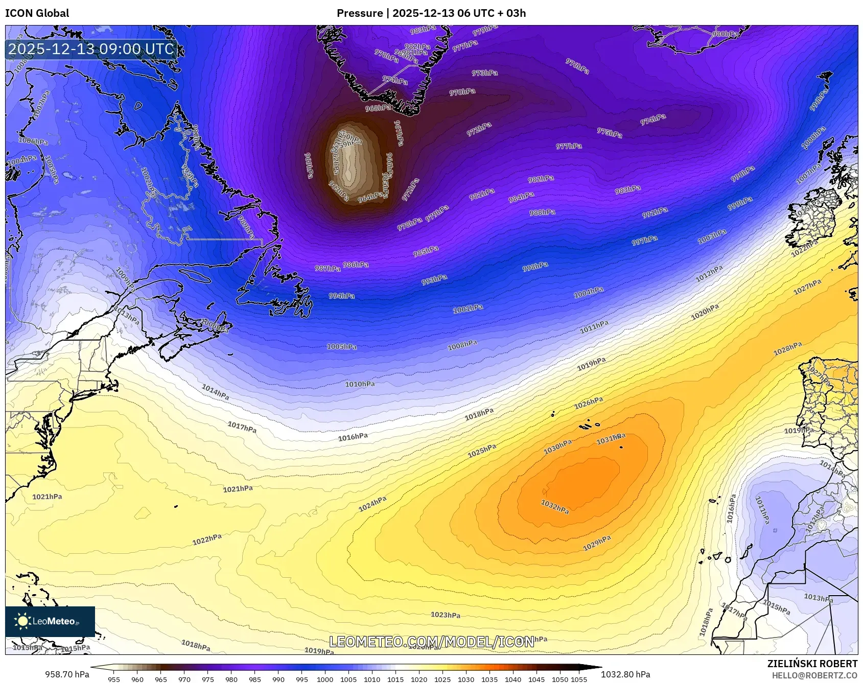 ICON model - Atlantik Utara, Tekanan