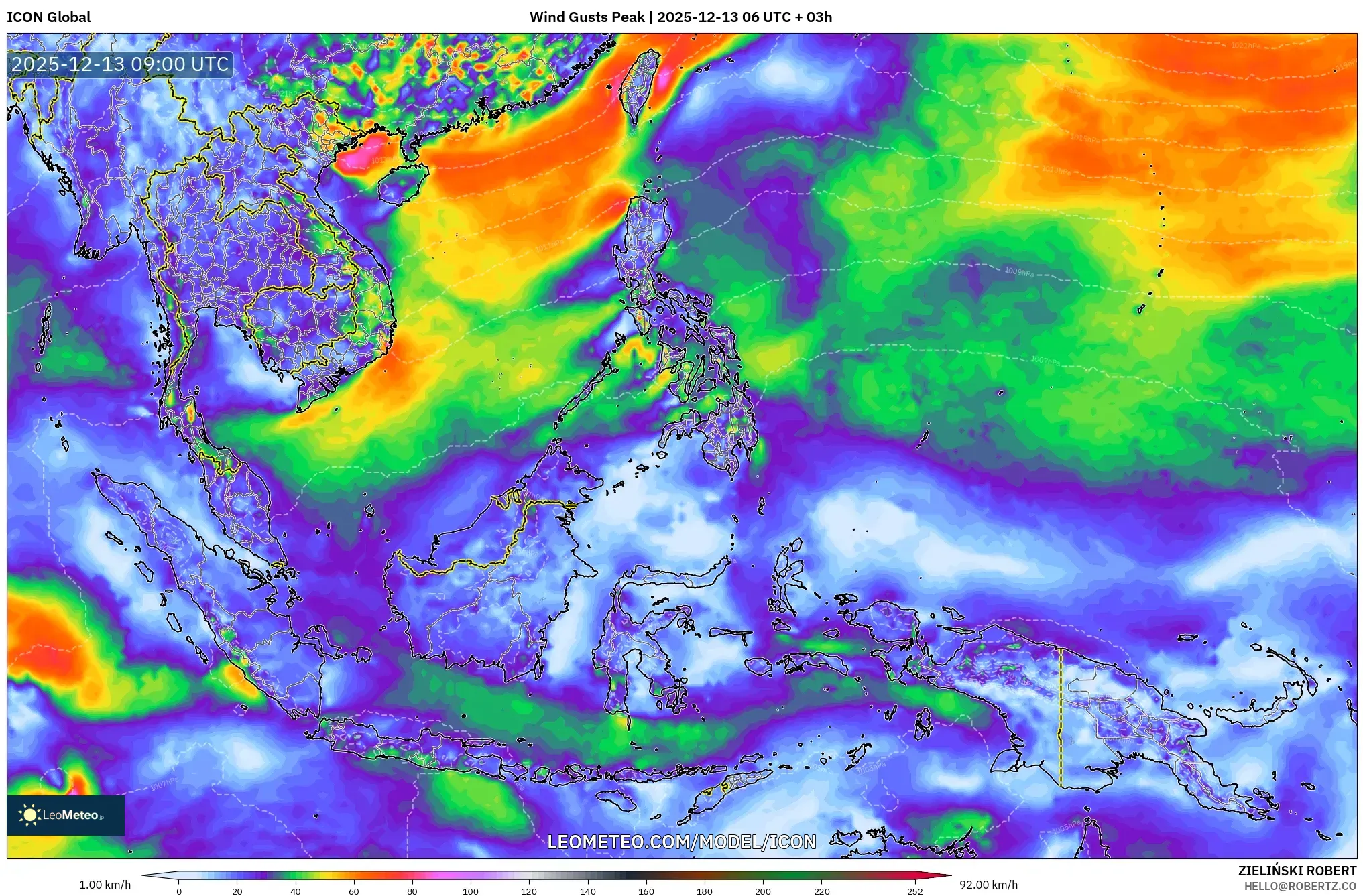 ICON model - Asia Tenggara, Puncak Hembusan