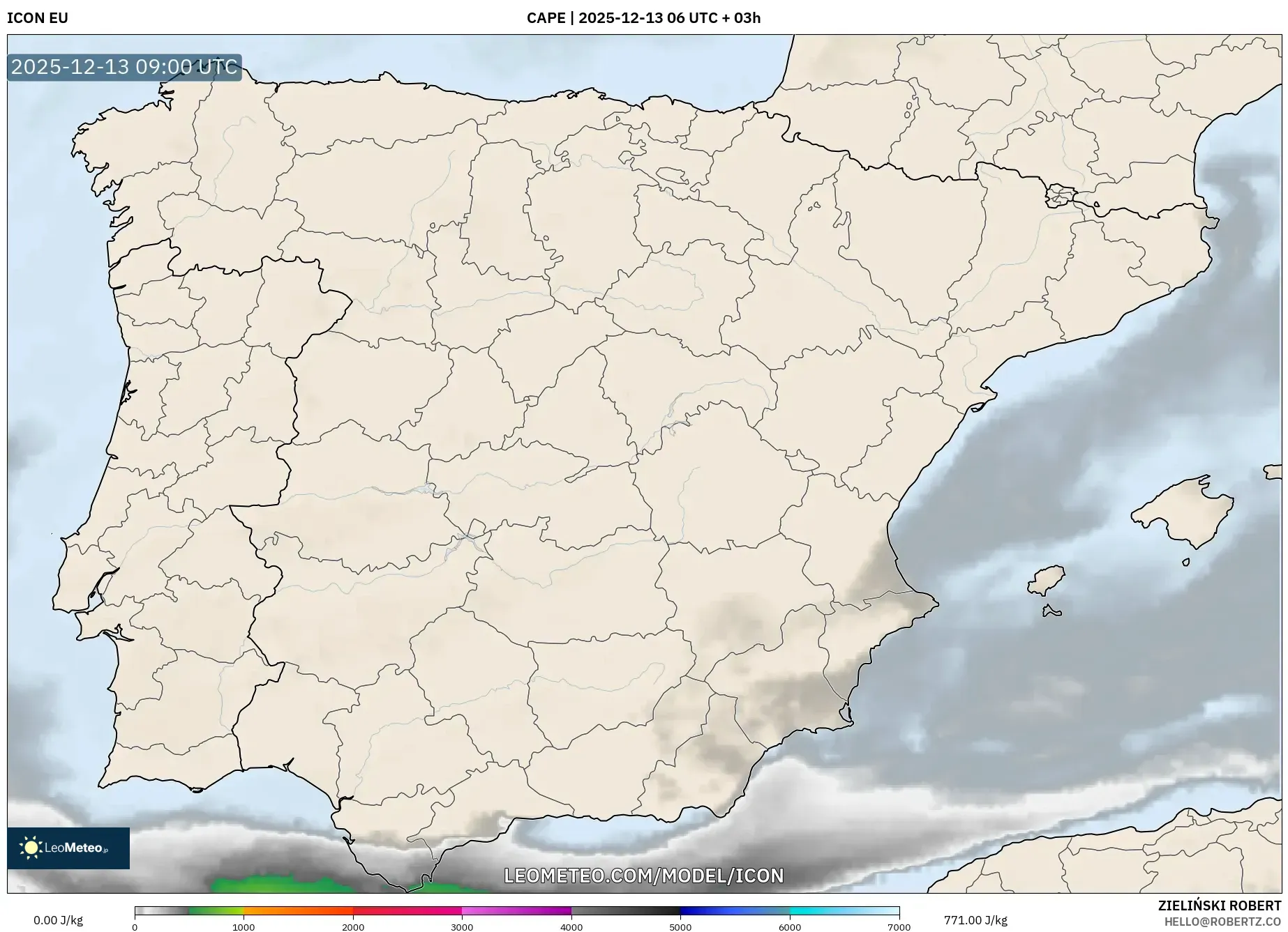 ICON model - Spanyol, CAPE