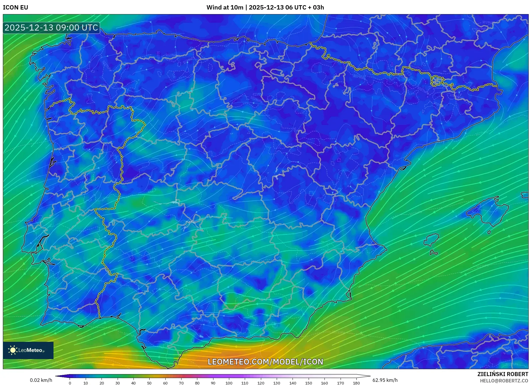 ICON model - Spanyol, Angin 10 m