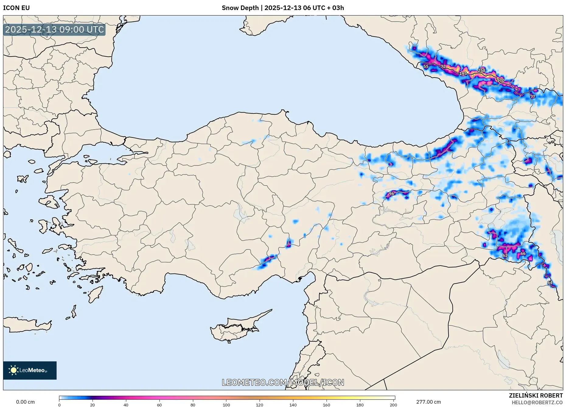 ICON model - Turki, Kedalaman Salju