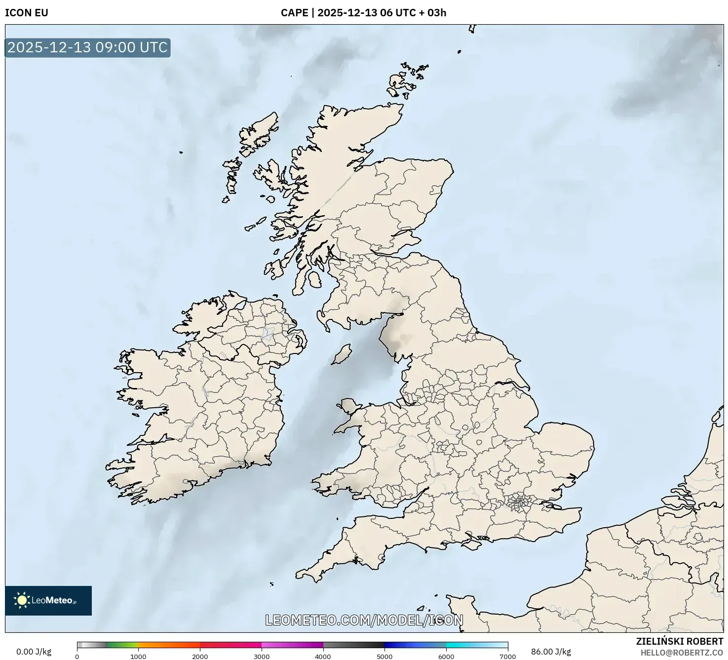 ICON model - Britania Raya, CAPE