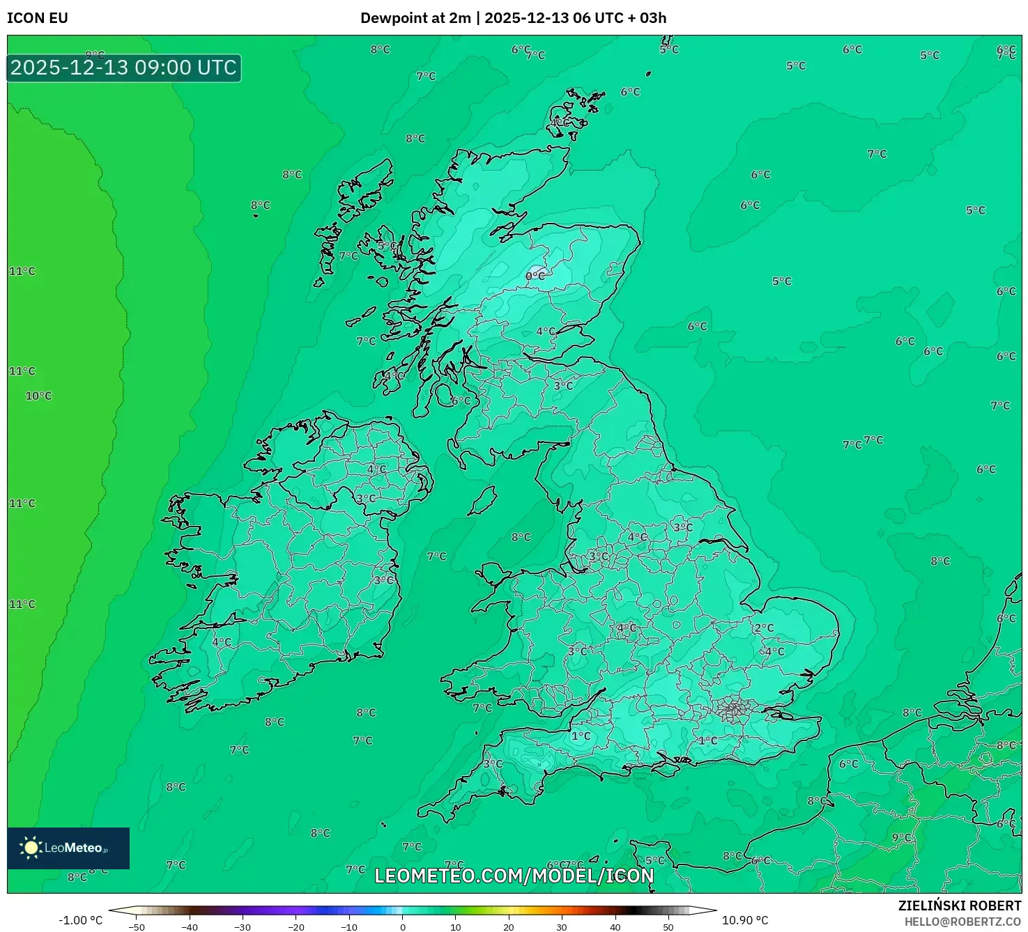 ICON model - Britania Raya, Titik Embun 2 m
