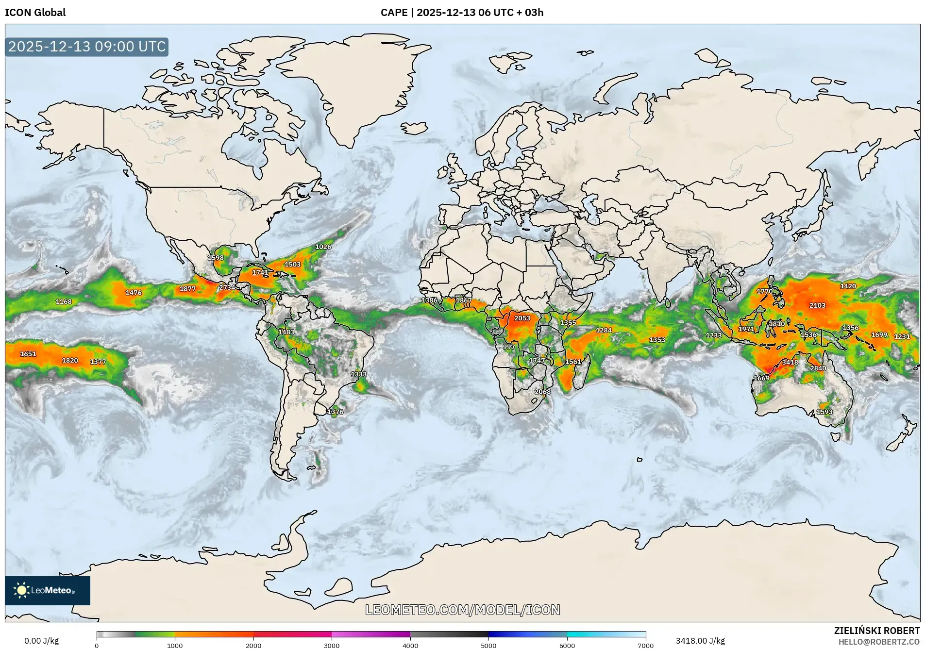 ICON model - Dunia, CAPE