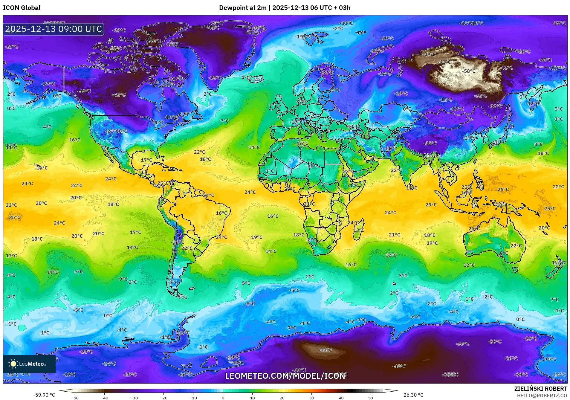 ICON model - Dunia, Titik Embun 2 m