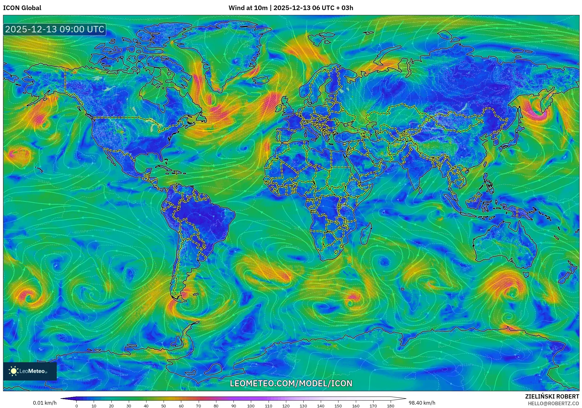 ICON model - Dunia, Angin 10 m