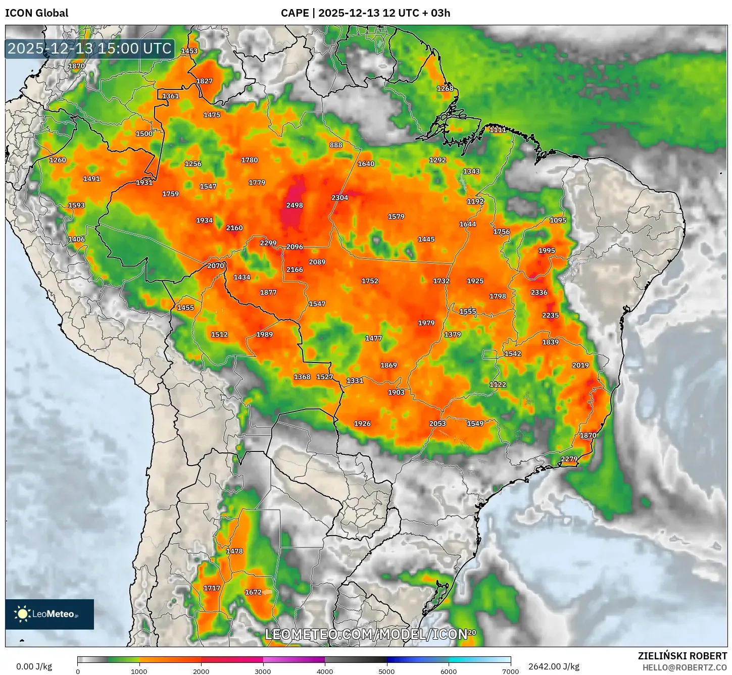 ICON model - Brasil, CAPE