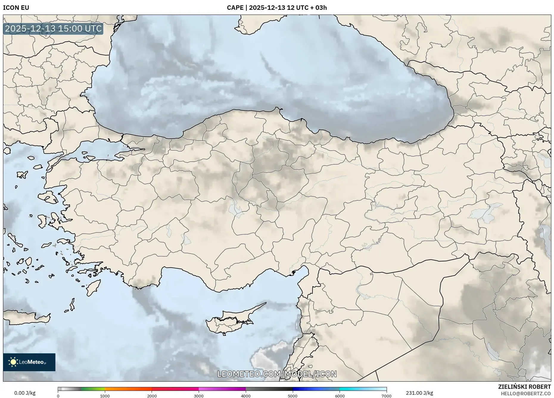 ICON model - Turkey, CAPE