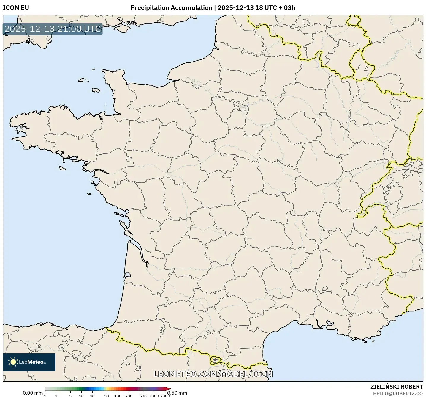 ICON model - France, Precipitation Accumulation