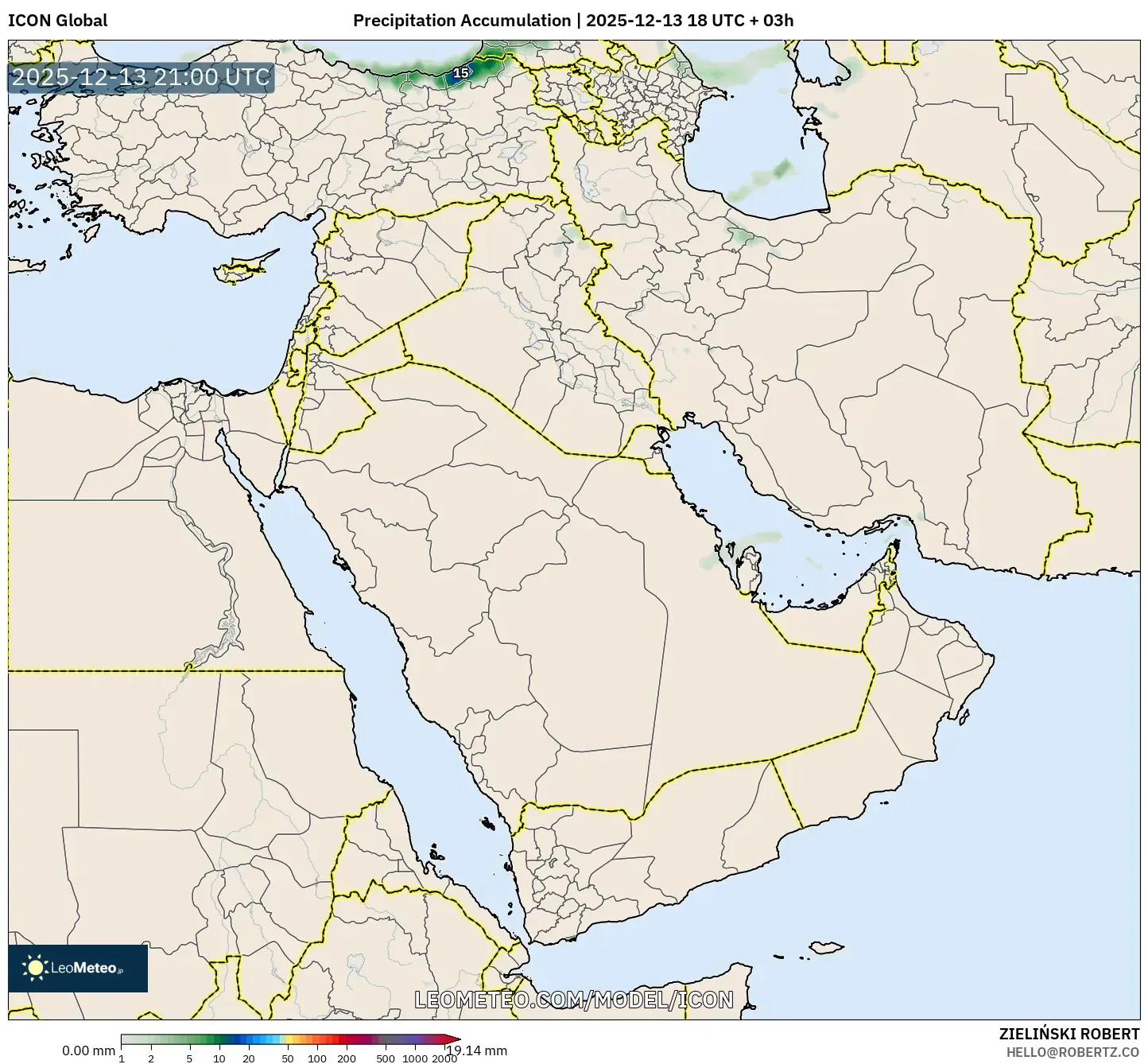ICON model - Middle East, Precipitation Accumulation