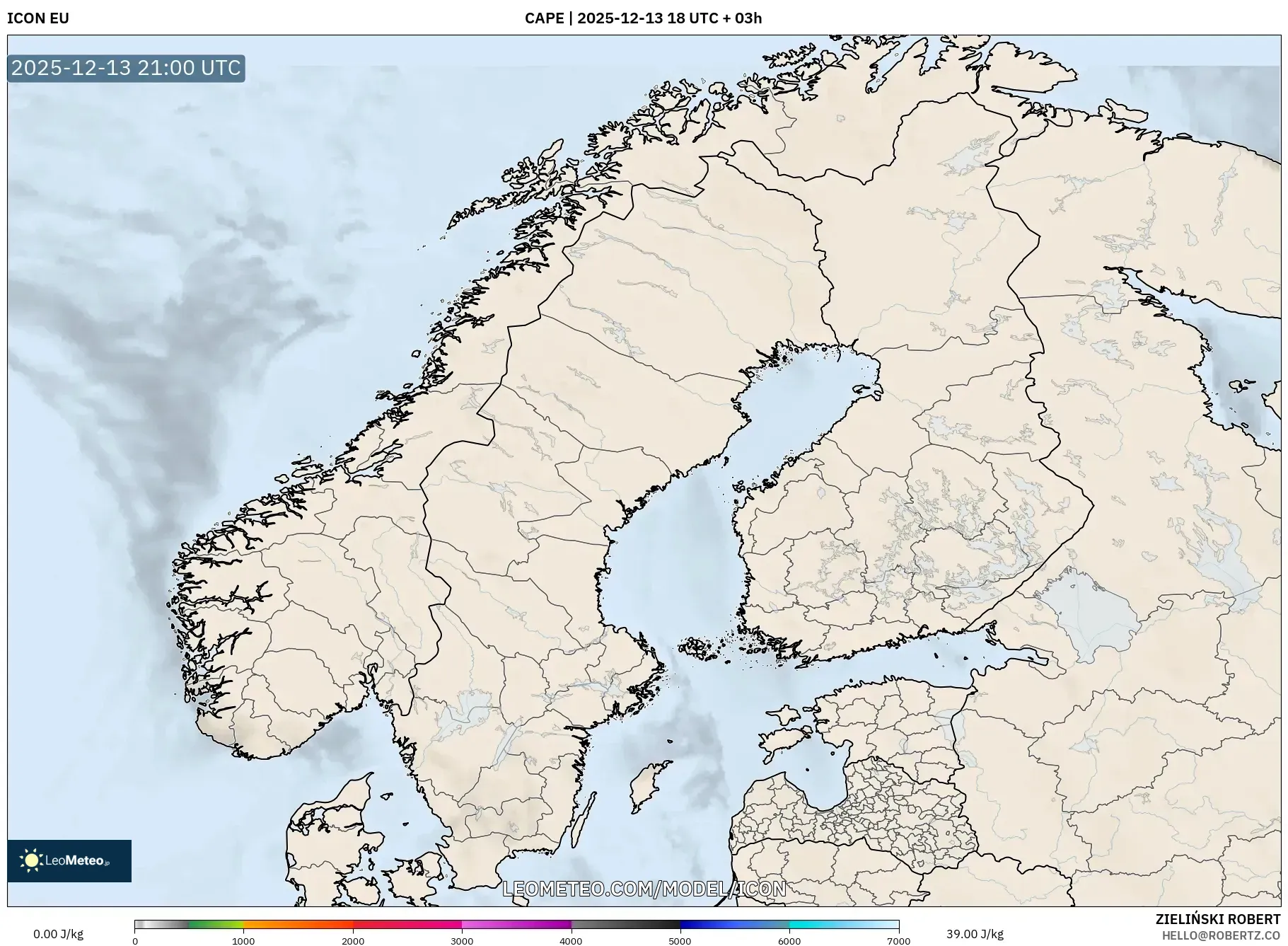 ICON model - Skandinavia, CAPE