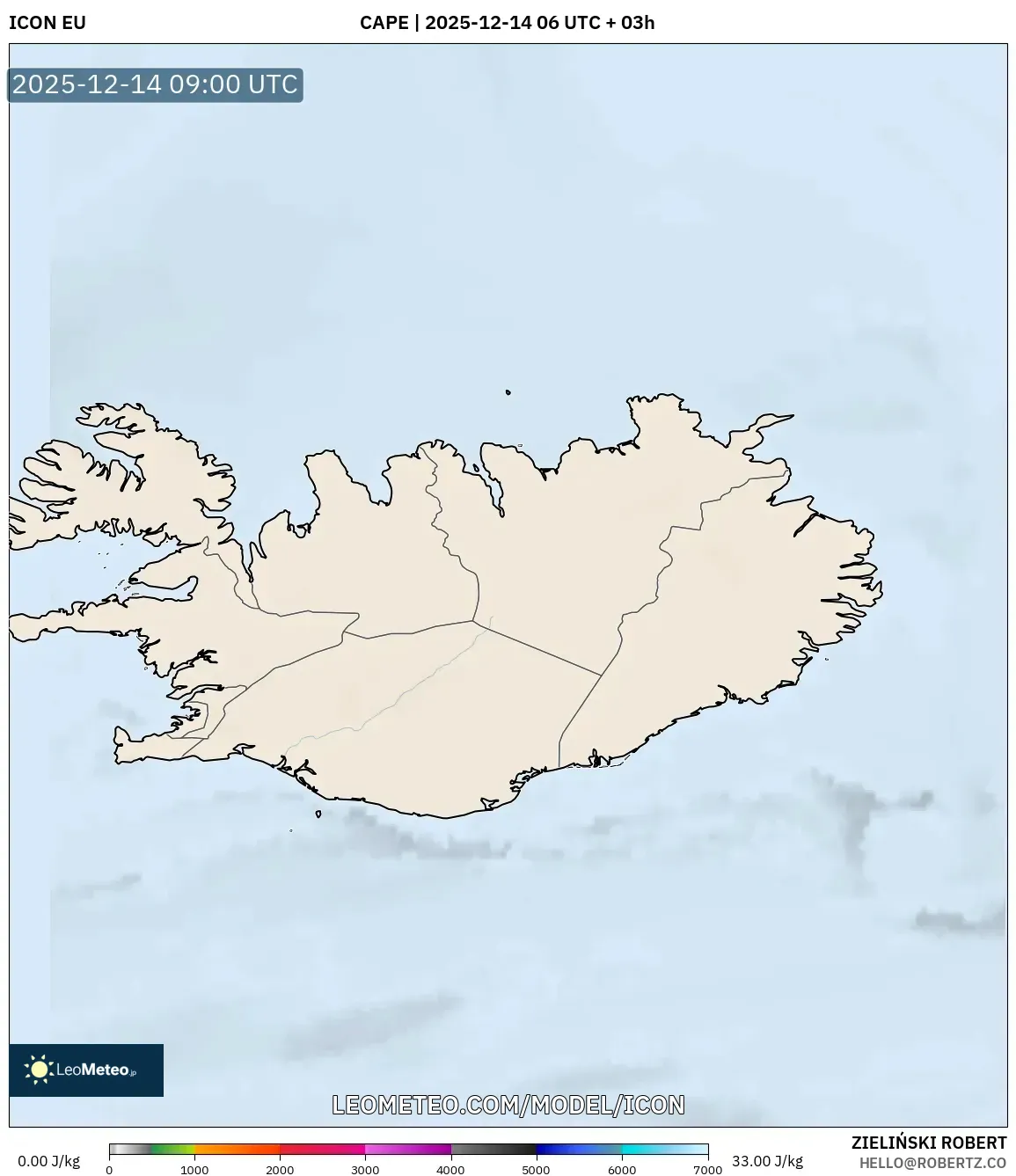 ICON model - Iceland, CAPE