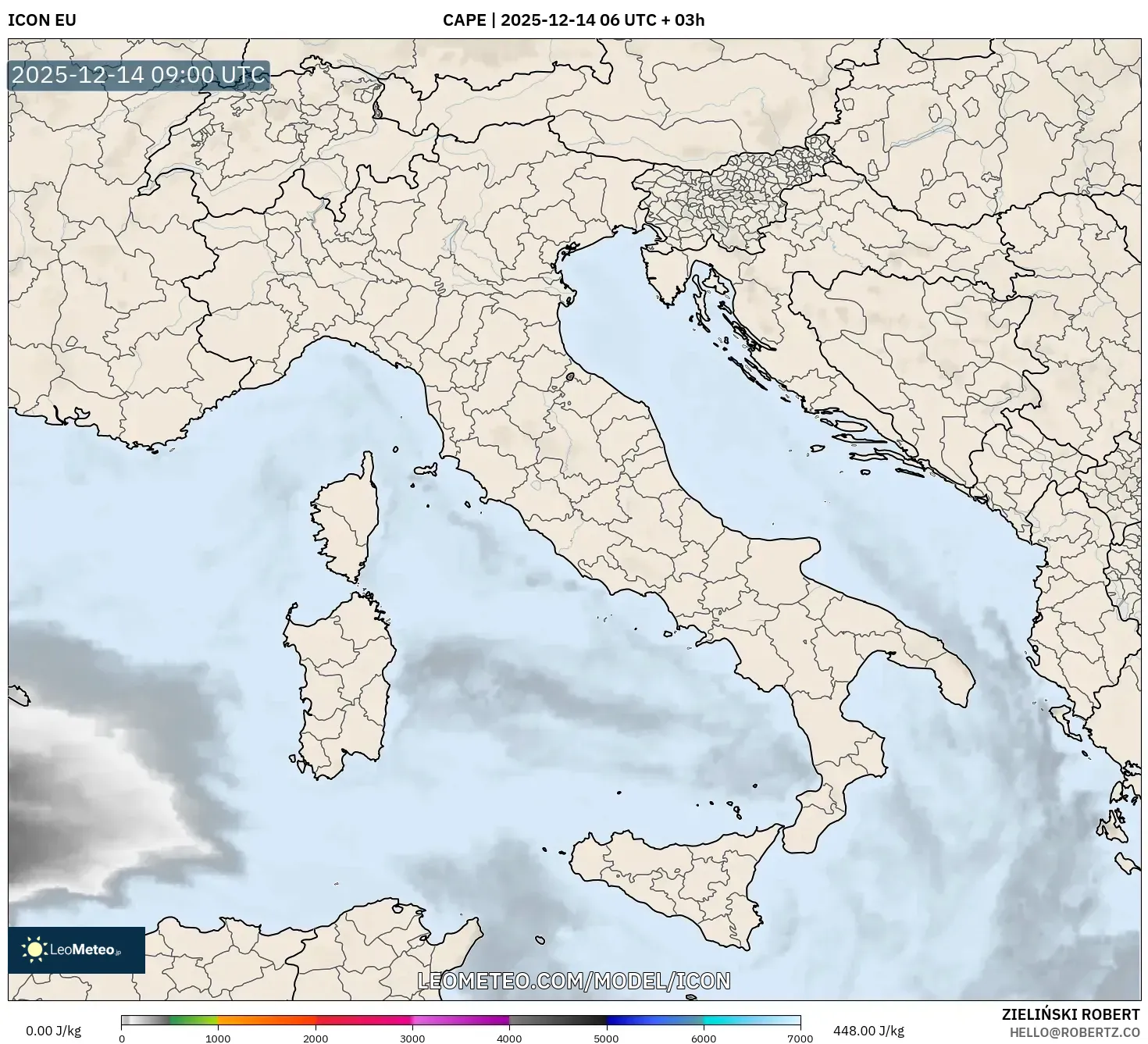 ICON model - Italy, CAPE