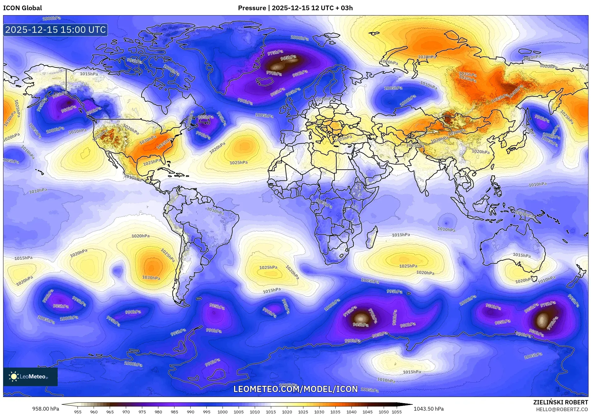 ICON model - World, Pressure
