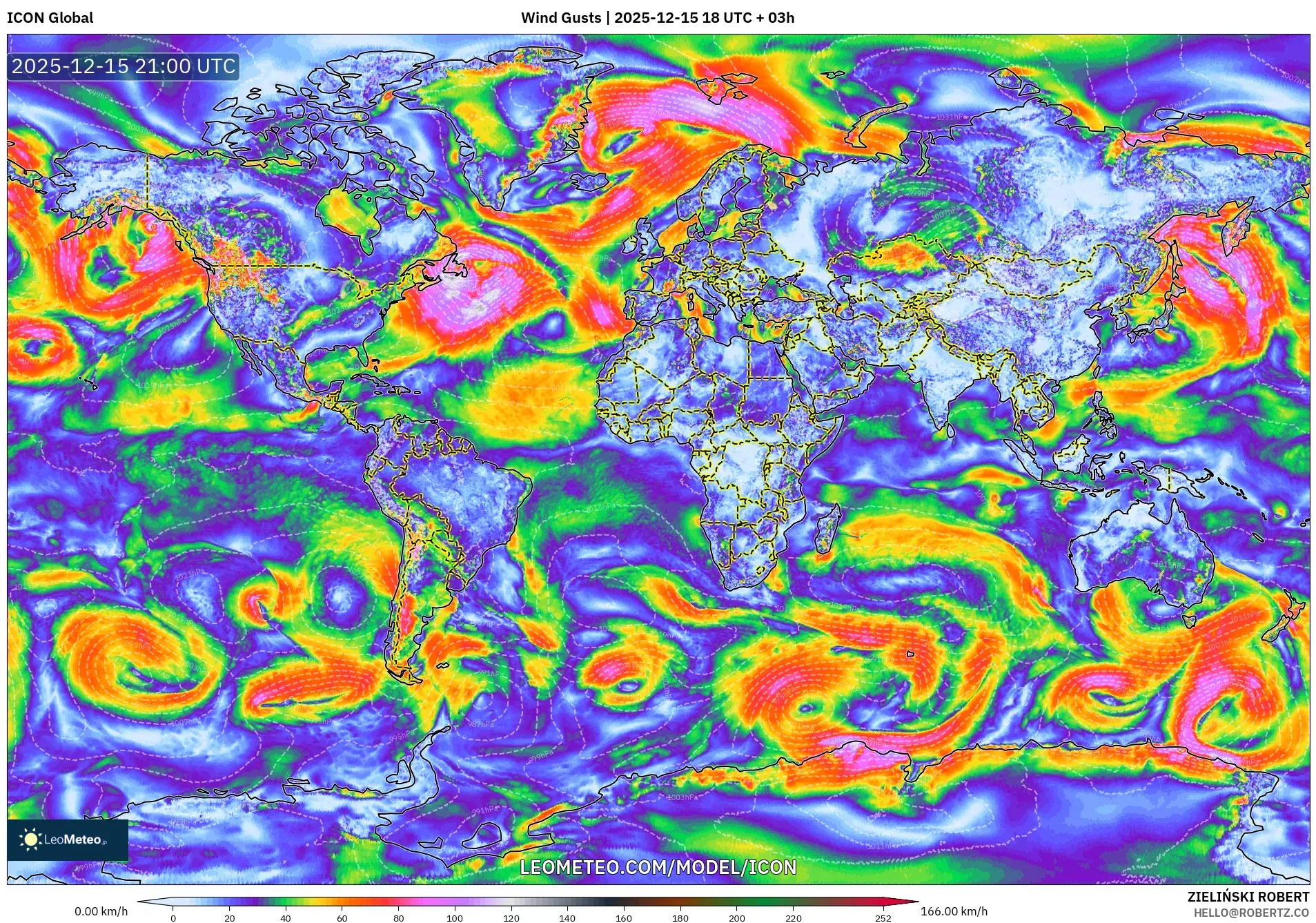 ICON model - World, Wind Gusts