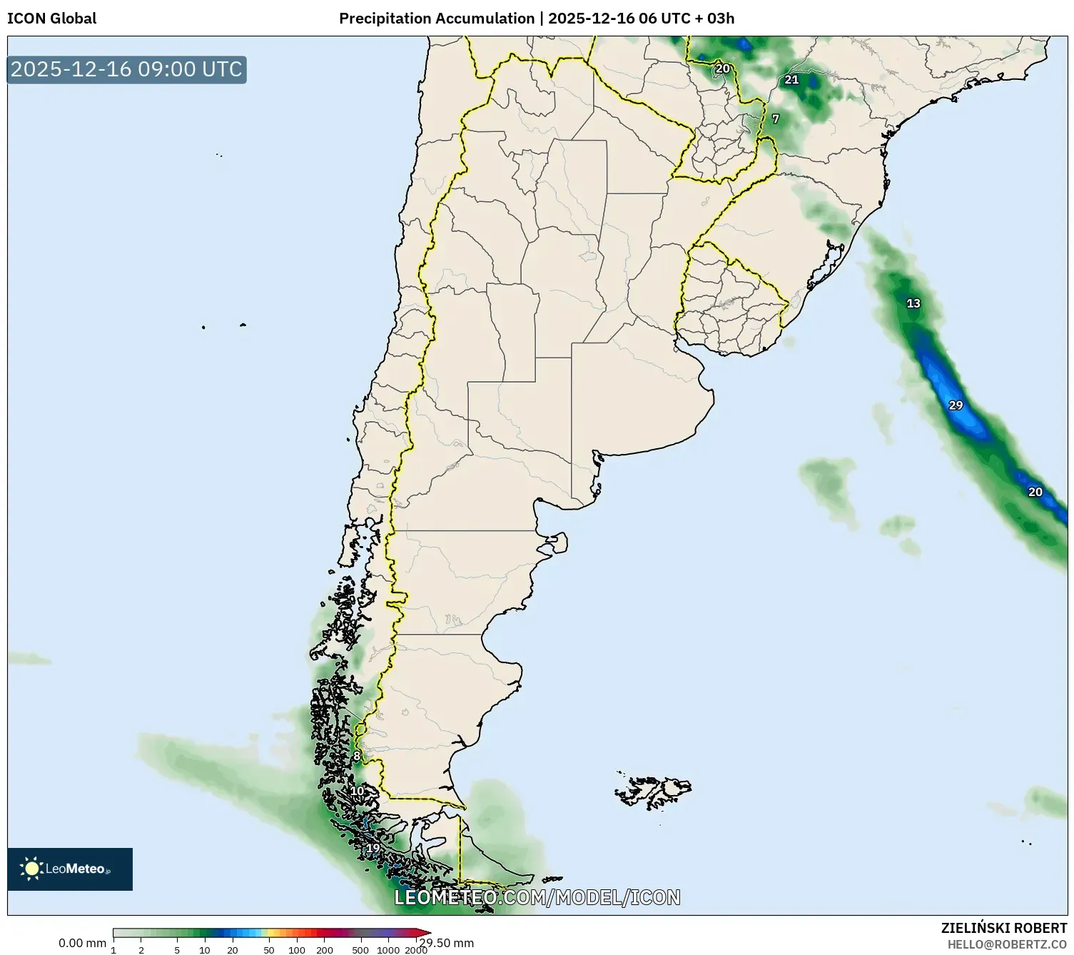 ICON model - Argentina, Precipitation Accumulation