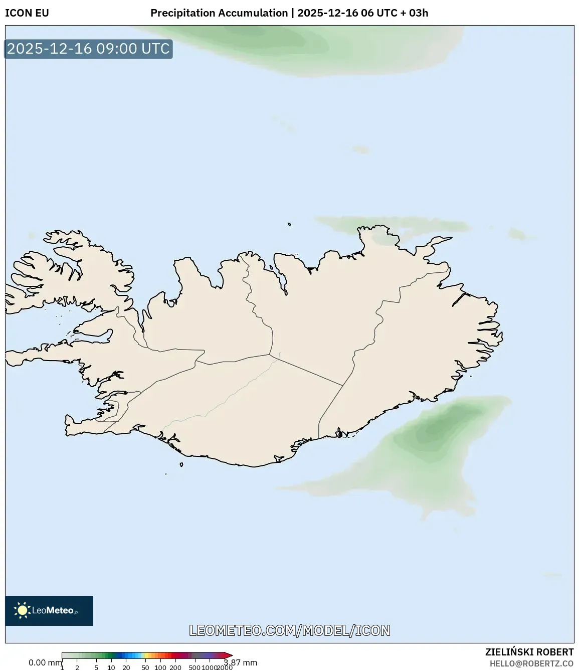 ICON model - Iceland, Precipitation Accumulation