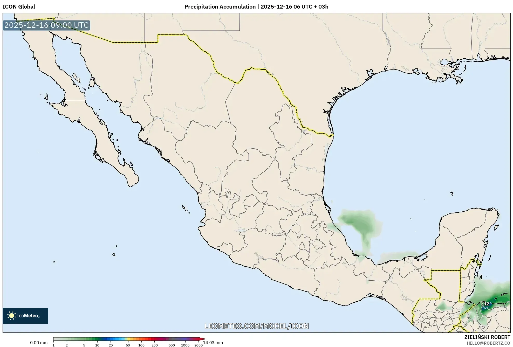 ICON model - Mexico, Precipitation Accumulation