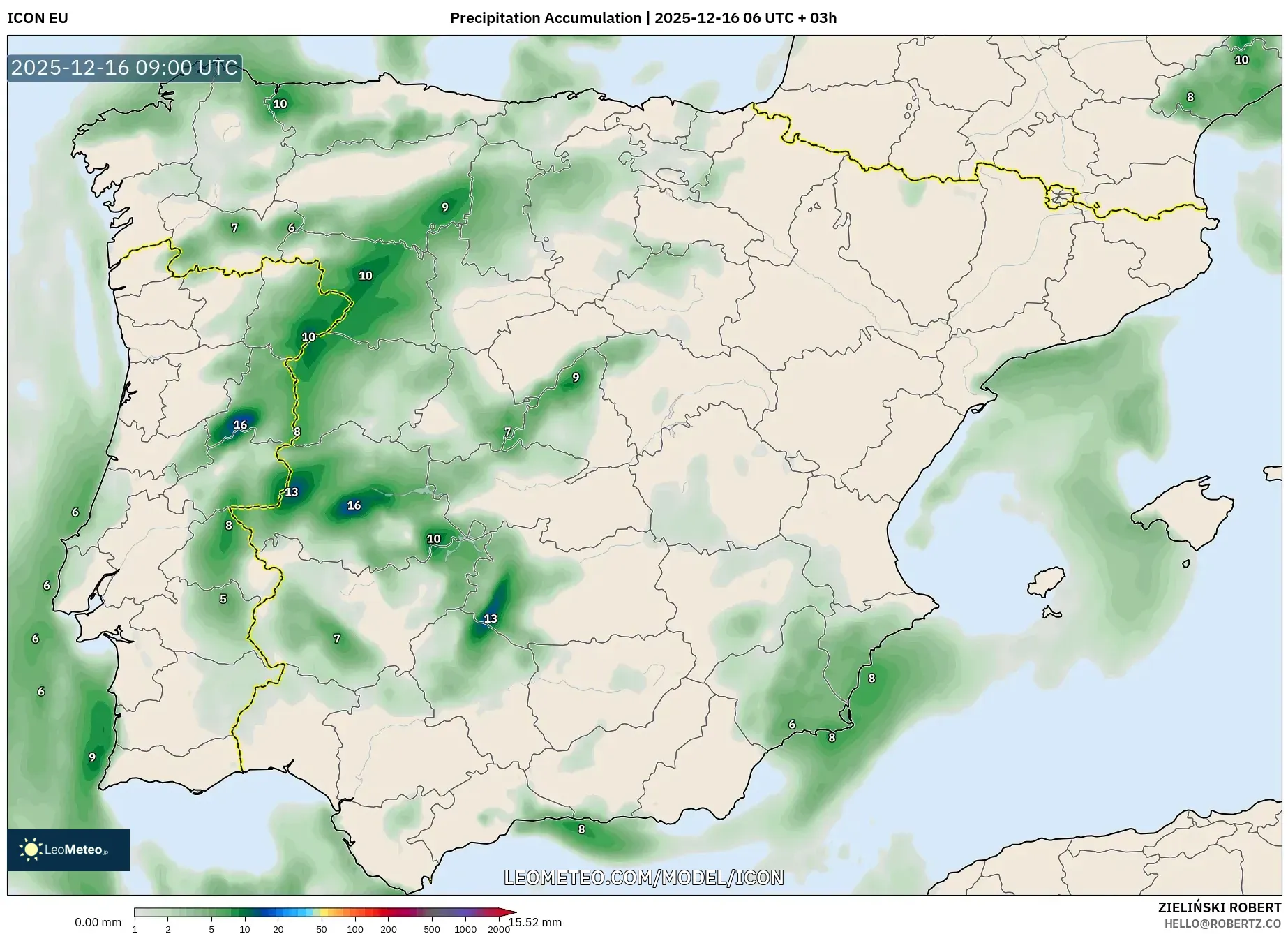 ICON model - Spain, Precipitation Accumulation