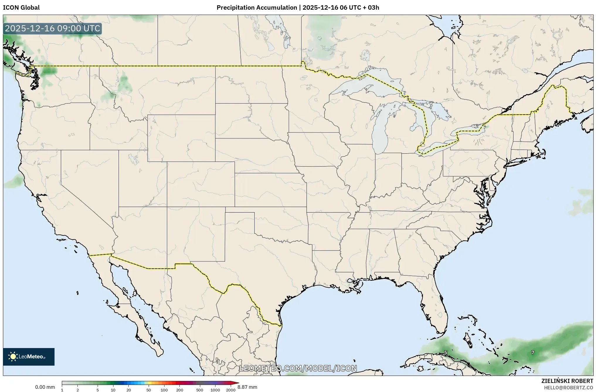 ICON model - United States, Precipitation Accumulation