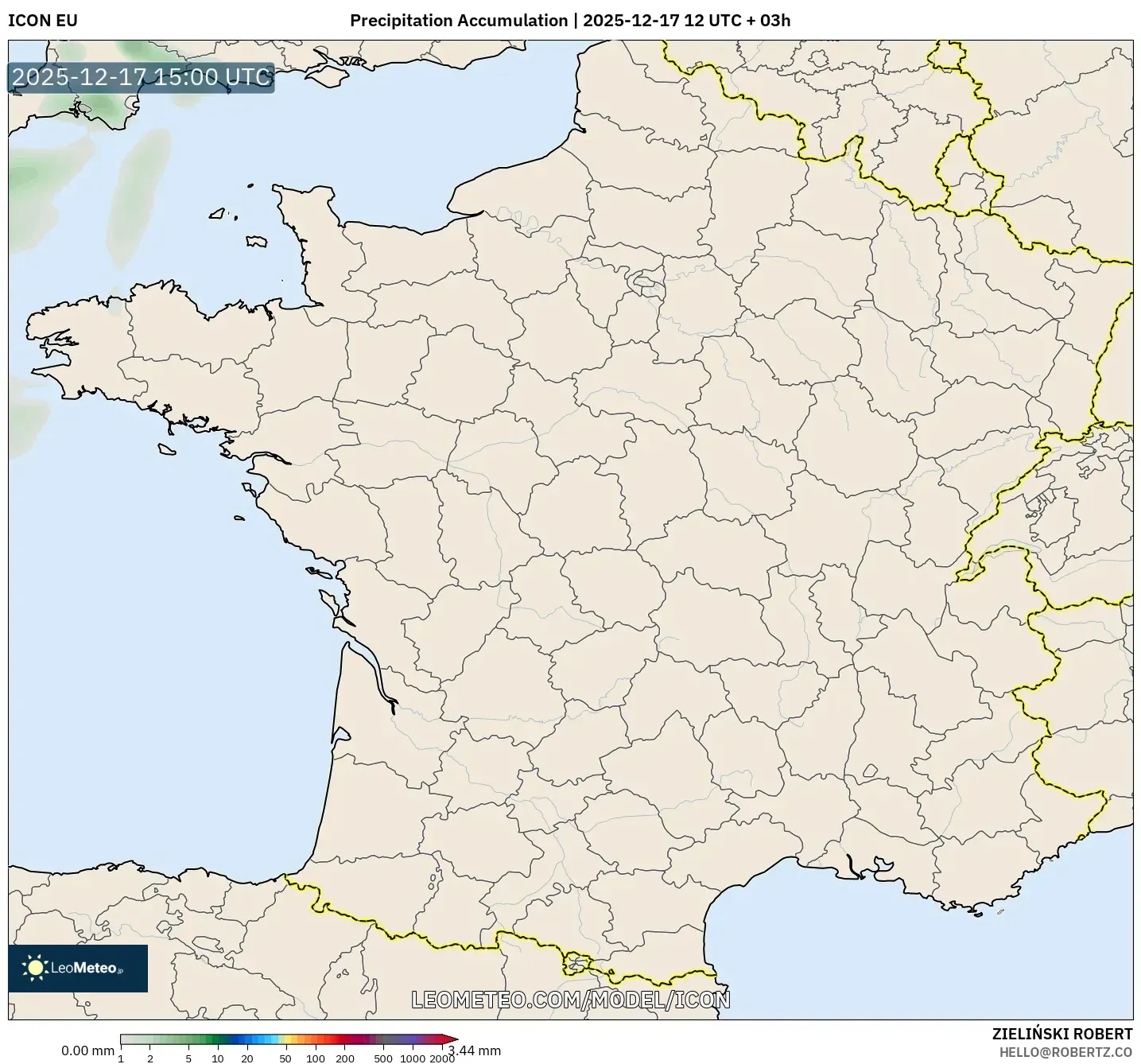ICON model - France, Precipitation Accumulation