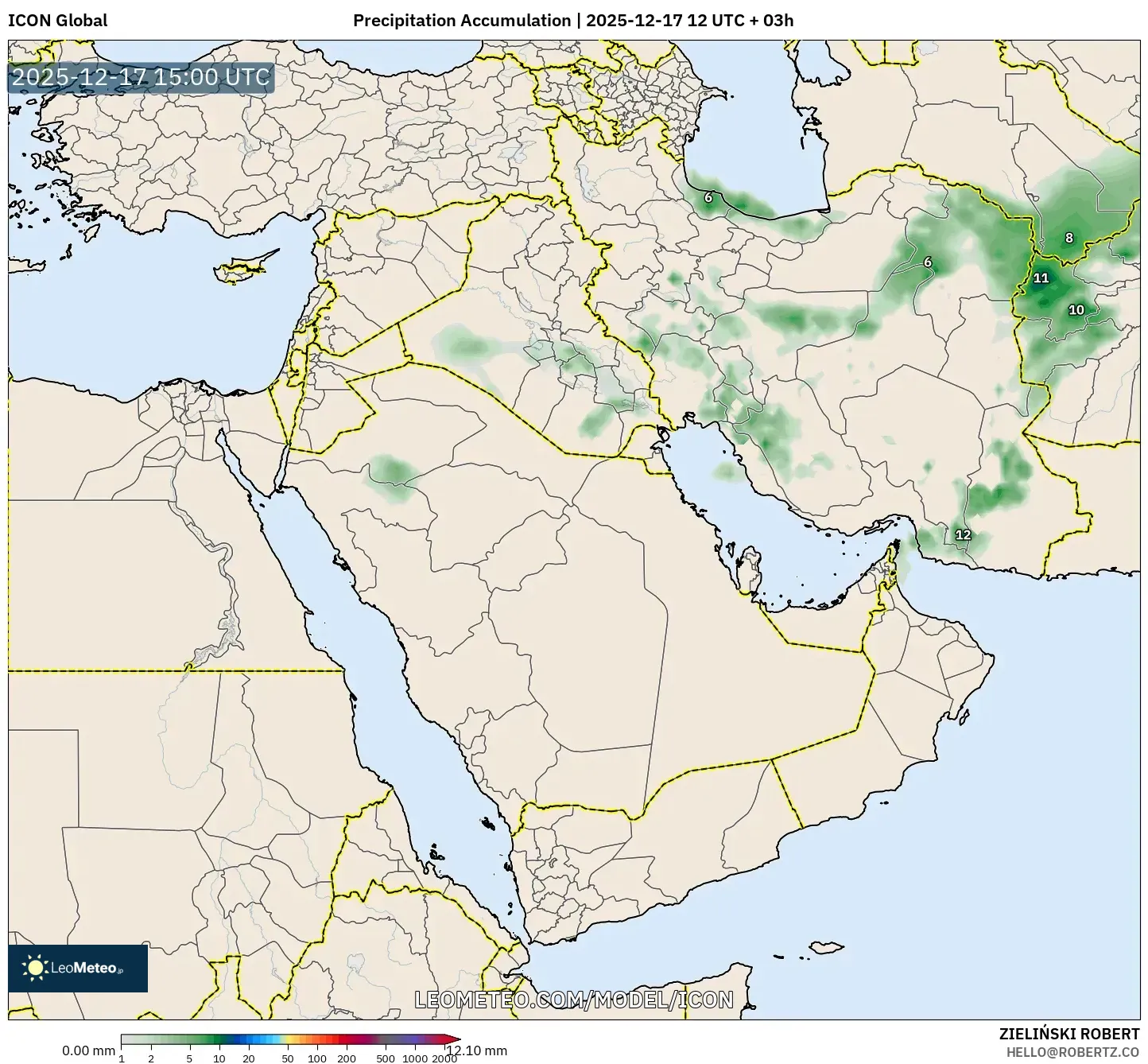 ICON model - Middle East, Precipitation Accumulation